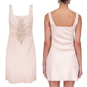 Marina Moscone Mini Slip Dress With Diamond Inlay Size 8 NWT Nude